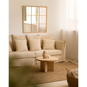 Pack 2 tables basses rondes en bois massif ton chêne moyen 80x80cm Hauteur: 30 Longueur: 80 Largeur: 80