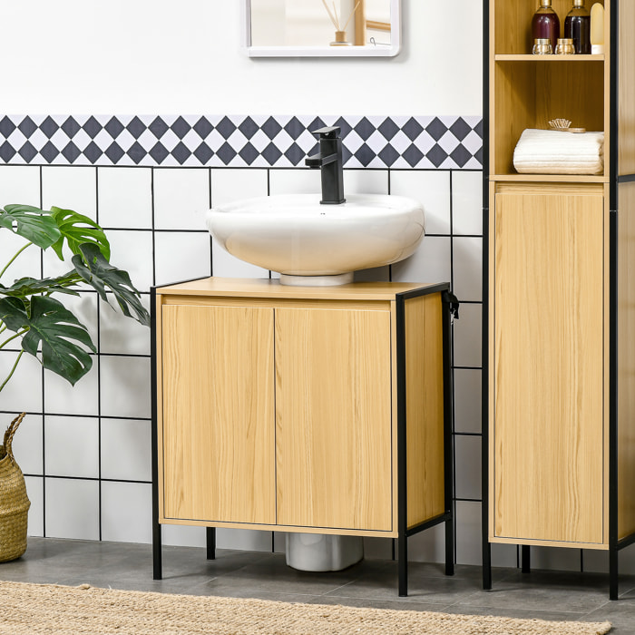 Mueble para Debajo del Lavabo con 2 Puertas y Estante Ajustable 60x30x65,2 cm