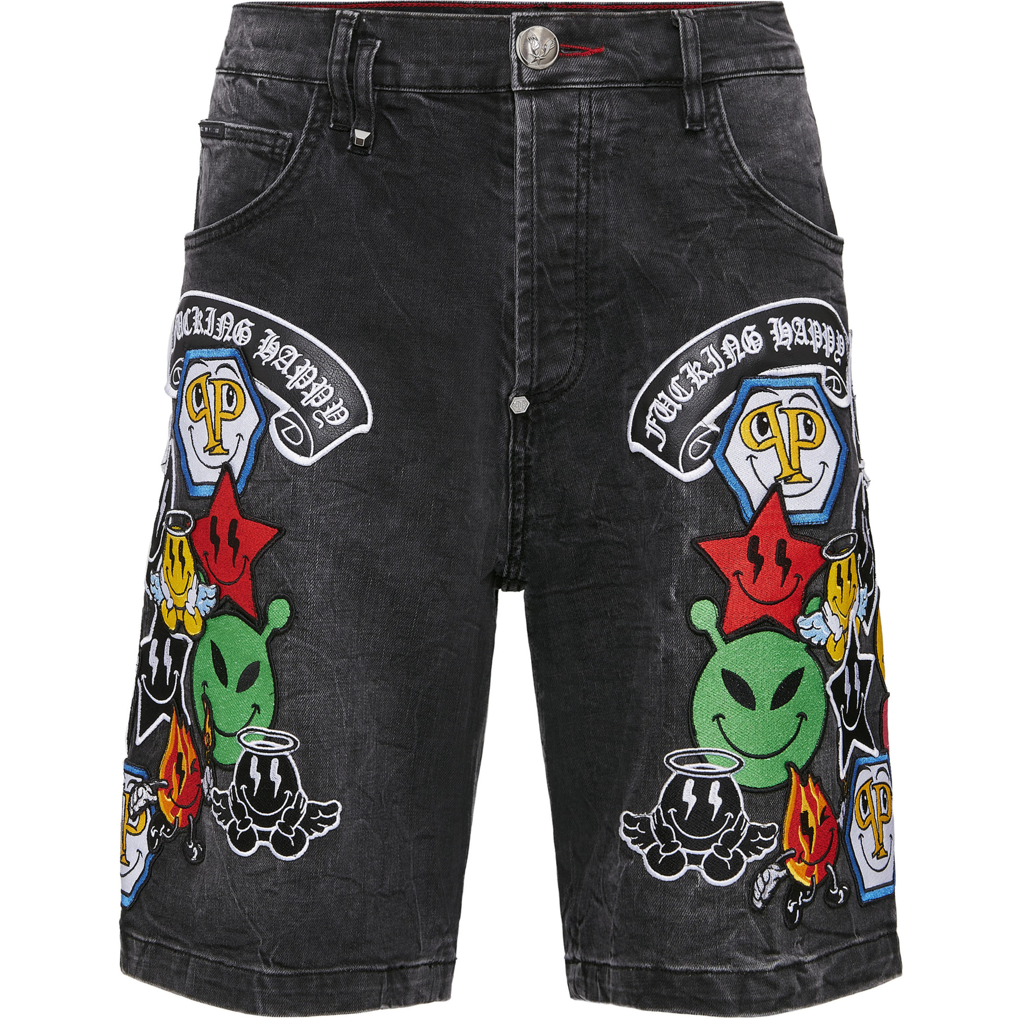 PHILIPP PLEIN DENIM SHORTS SMILE
