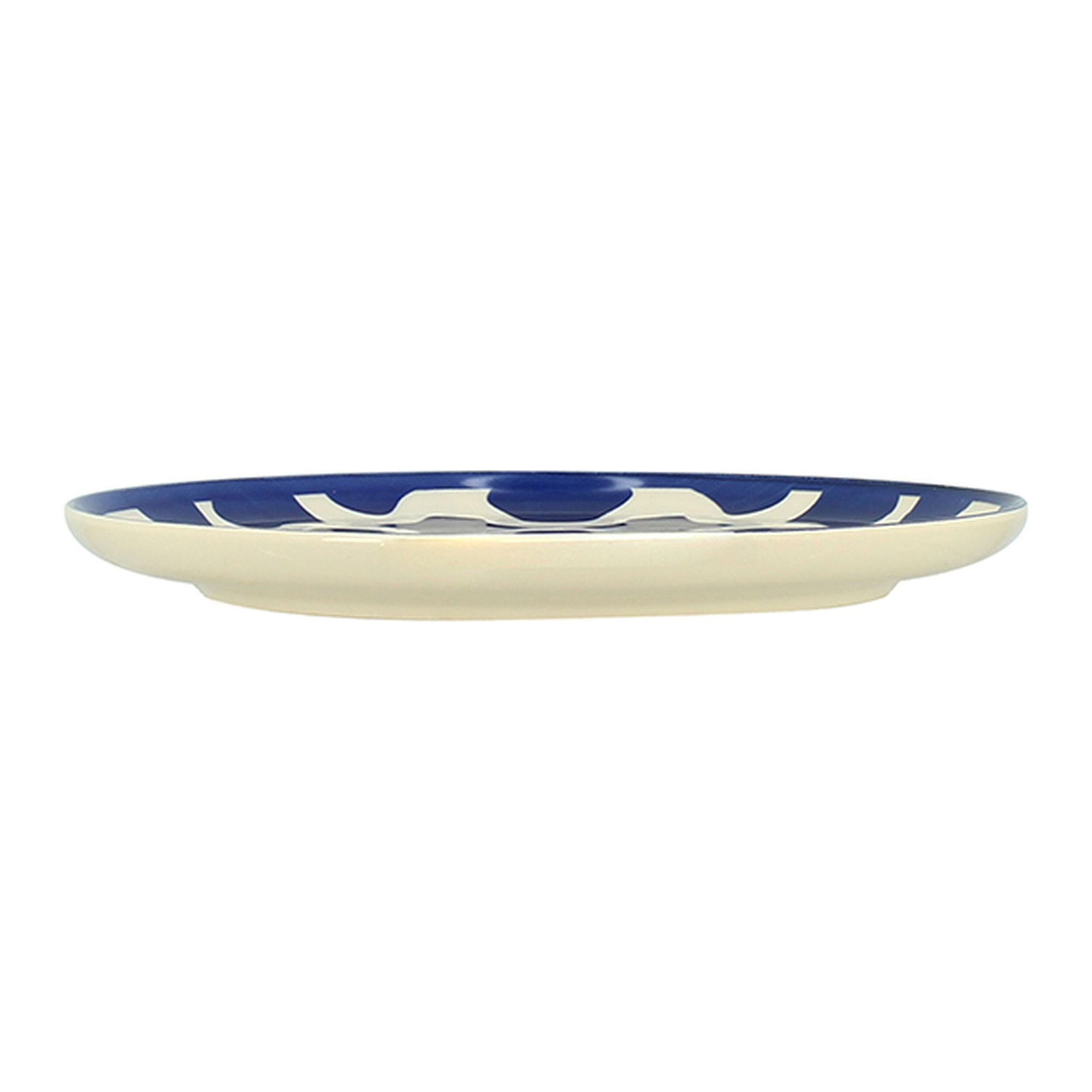 Lot de 6 assiettes plates 26cm en grès bleu et blanc PALM BEACH