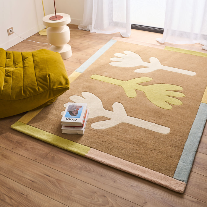 PANTONE - Tapis en laine fait main RAYON TENDRE à motif aztèque