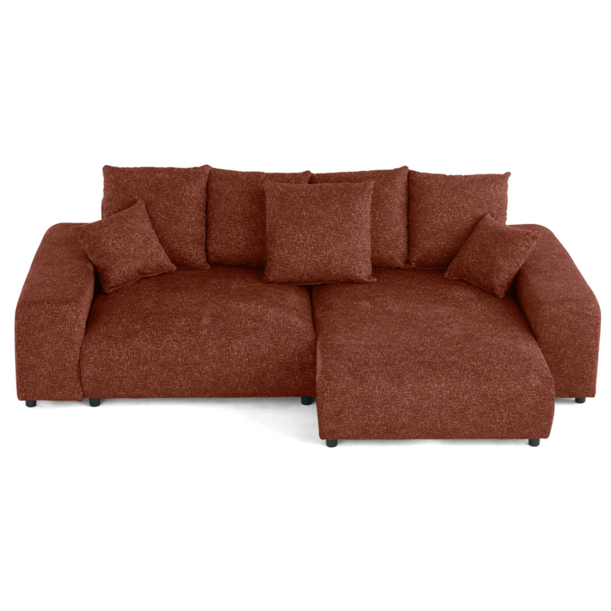 Spice - canapé d'angle réversible 4 places convertible avec coffre en tissu moucheté - Terracotta