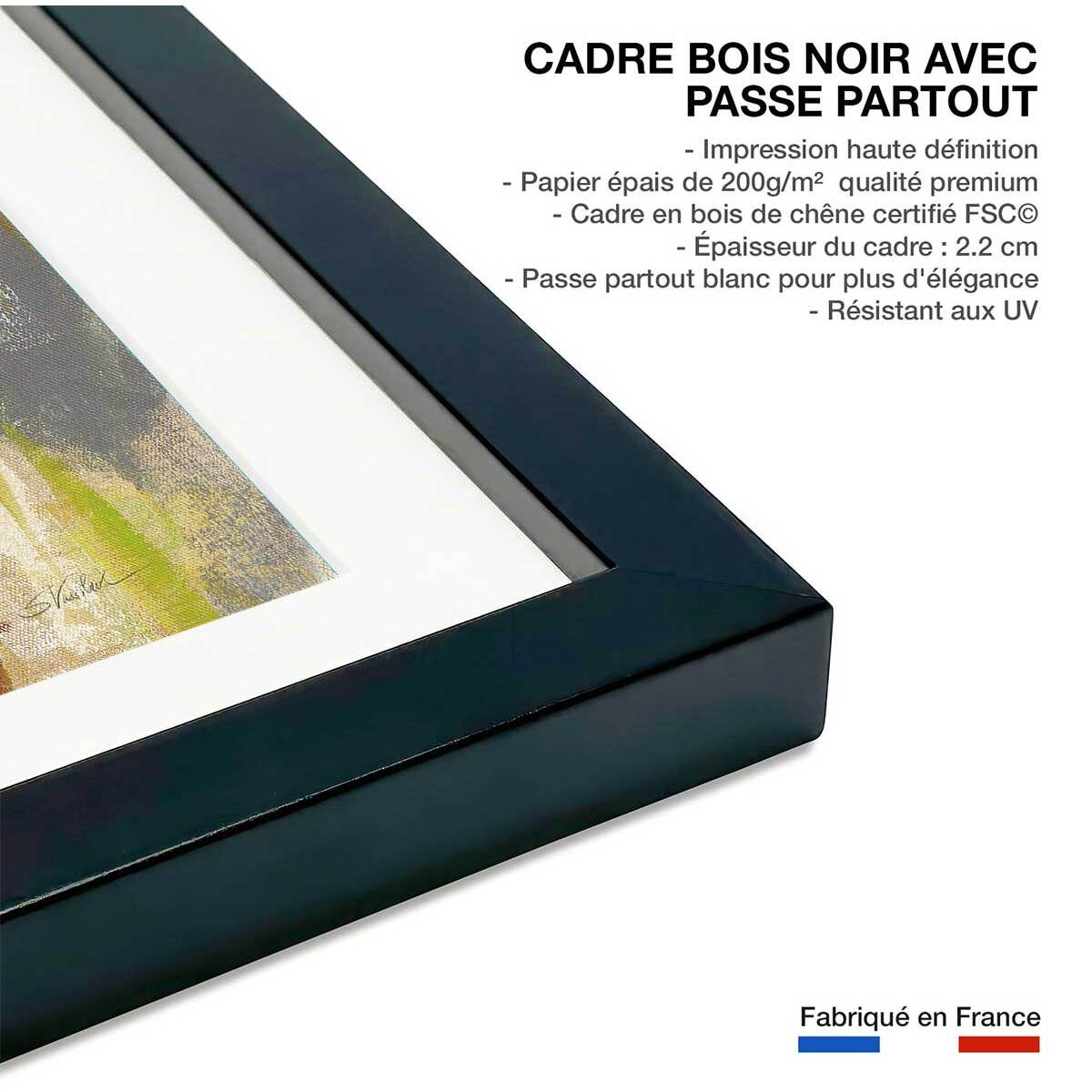 Poster boutons d'or Affiche + cadre en bois - Noir