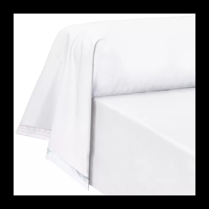 Taie de traversin percale de coton uni blanc La percale francaise neige