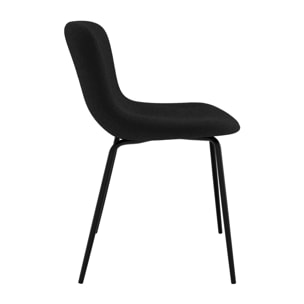 Lot de 2 chaises effet laine bouclette noire et pieds en métal - Koko