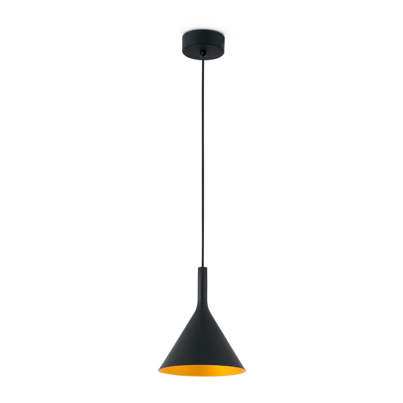 PAM 165 Lampe suspension noir et or