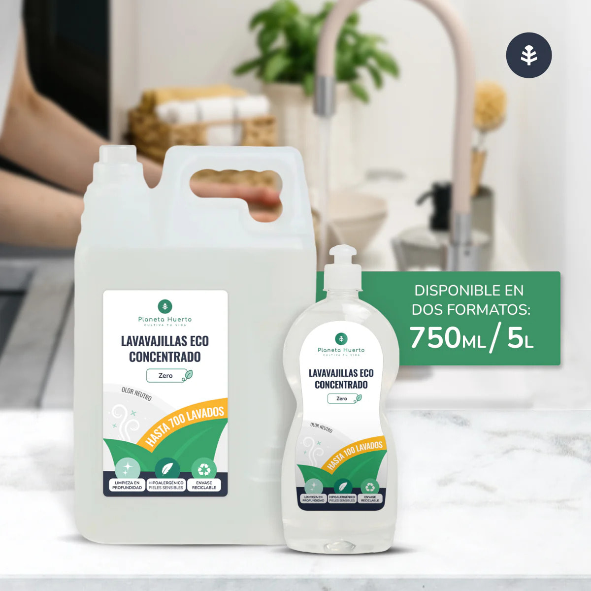 Lavavajillas manual hipoalergénico sin perfume ECO Planeta Huerto 750 ml
