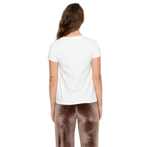 Camiseta de manga corta para mujer Leone 1947 Never Without con logo de pedrería