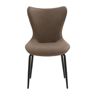 Set di 4 sedie BONDI BEACH in similpelle marrone e gambe in metallo nero