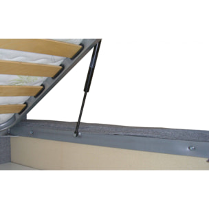 Letto matrimoniale Geras, Letto contenitore con rivestimento e testata in tessuto, 100% Made in Italy, Apertura frontale, adatto per materasso 160x190 cm, Grigio