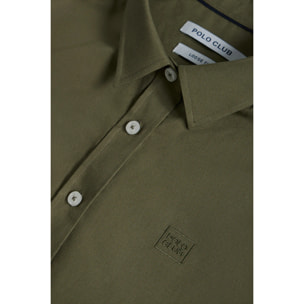 Camicia verde militare oxford con logo ricamato