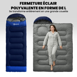 Sac de couchage adulte section tête fermeture éclair sac de rangement bleu
