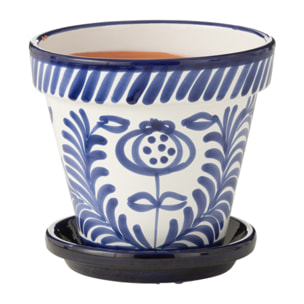 J-Line cache-pot Granada Stripes Handmade + Painted - céramique - bleu - medium - Ø 27 cm