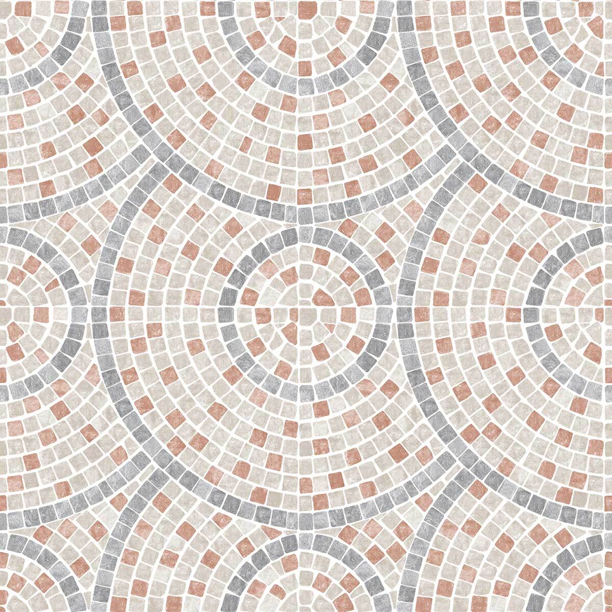 Papier peint mosaïque géométrique terracotta et gris