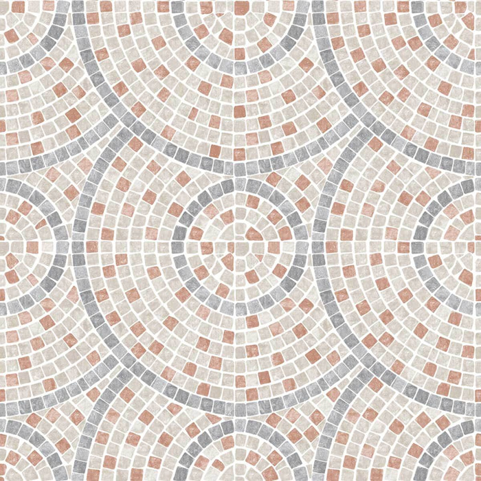 Papier peint mosaïque géométrique terracotta et gris