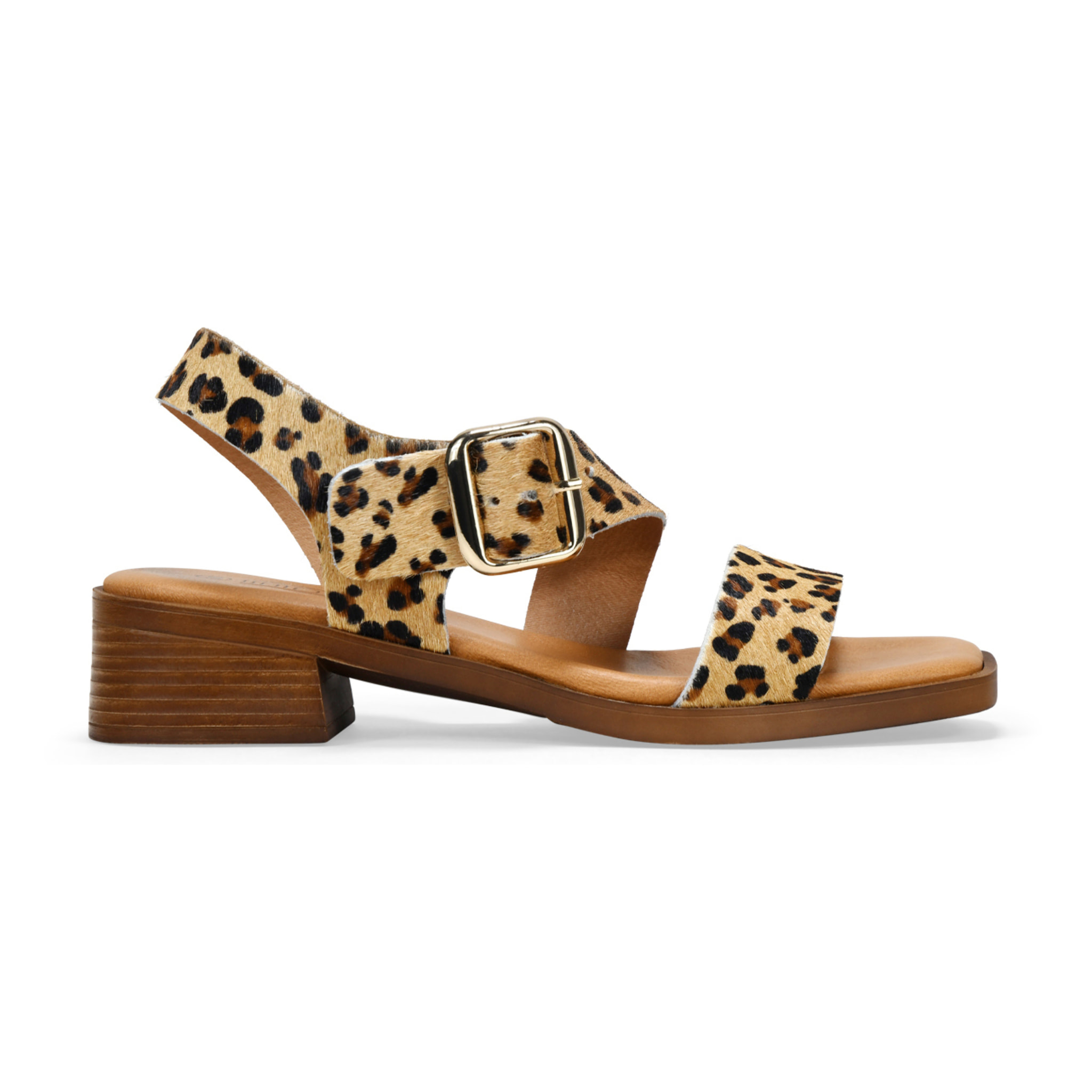 Sandalias de tacón leopardo en piel