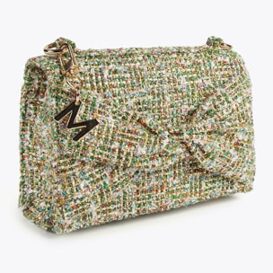 Borsa a tracolla con patta in tweed