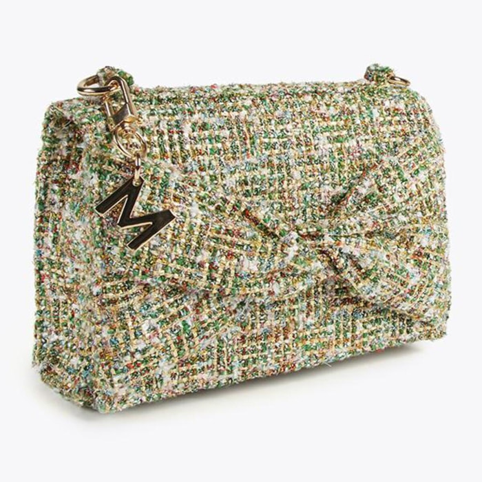 Borsa a tracolla con patta in tweed
