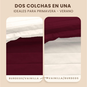Naturals - Colcha Bouti - Lisa - Reversible - 100% Microfibra - 70 gr/m² - Burdeos/Vainilla