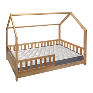 Set de cama infantil cabaña ''bosco'' 90x190cm + colchón serenia 90x190cm (altura 17cm), transpirable, adaptable y atérmico