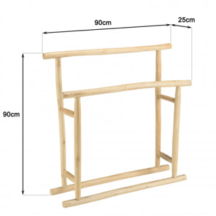 WILL - Porte-serviettes double portant en branches de teck naturel