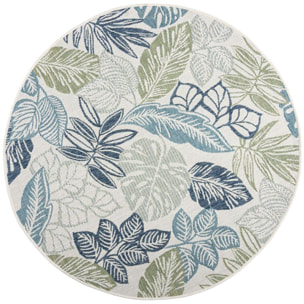 Tapis extérieur rond BELLA LEAF Bleu