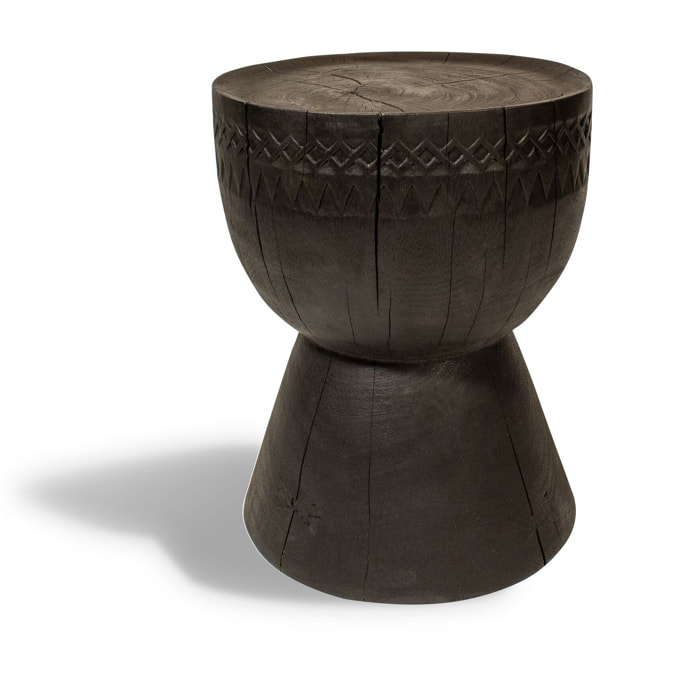 Meuble d'appoint en bois d'acacia brûlé ASSA