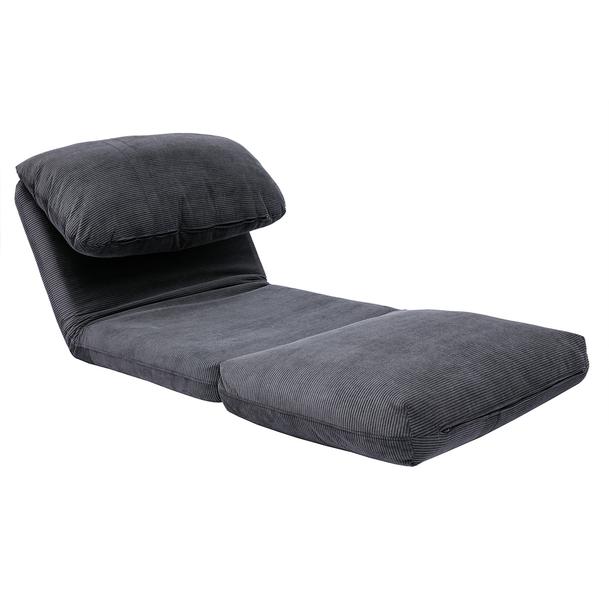 Chauffeuse 1 place convertible en tissu velours côtelé gris foncé SPENCER