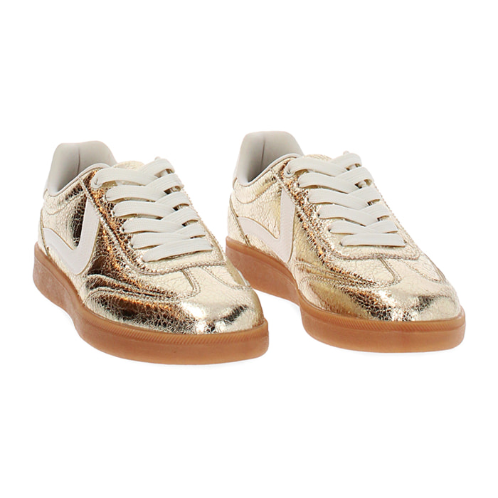 Sneakers donna oro in crack laminato