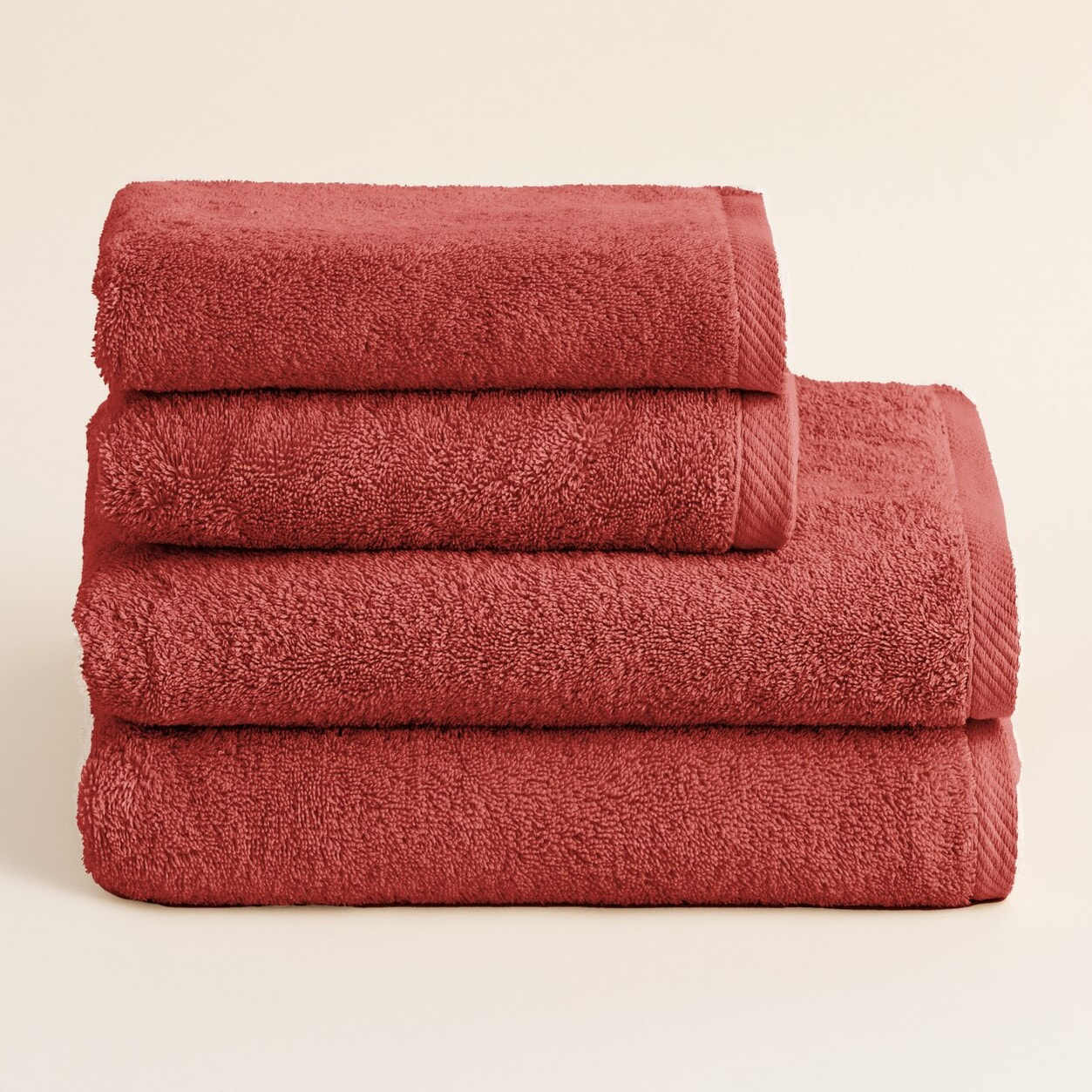 Set de serviettes éponge 100% coton éponge peigné - 600 g/m2 terracotta