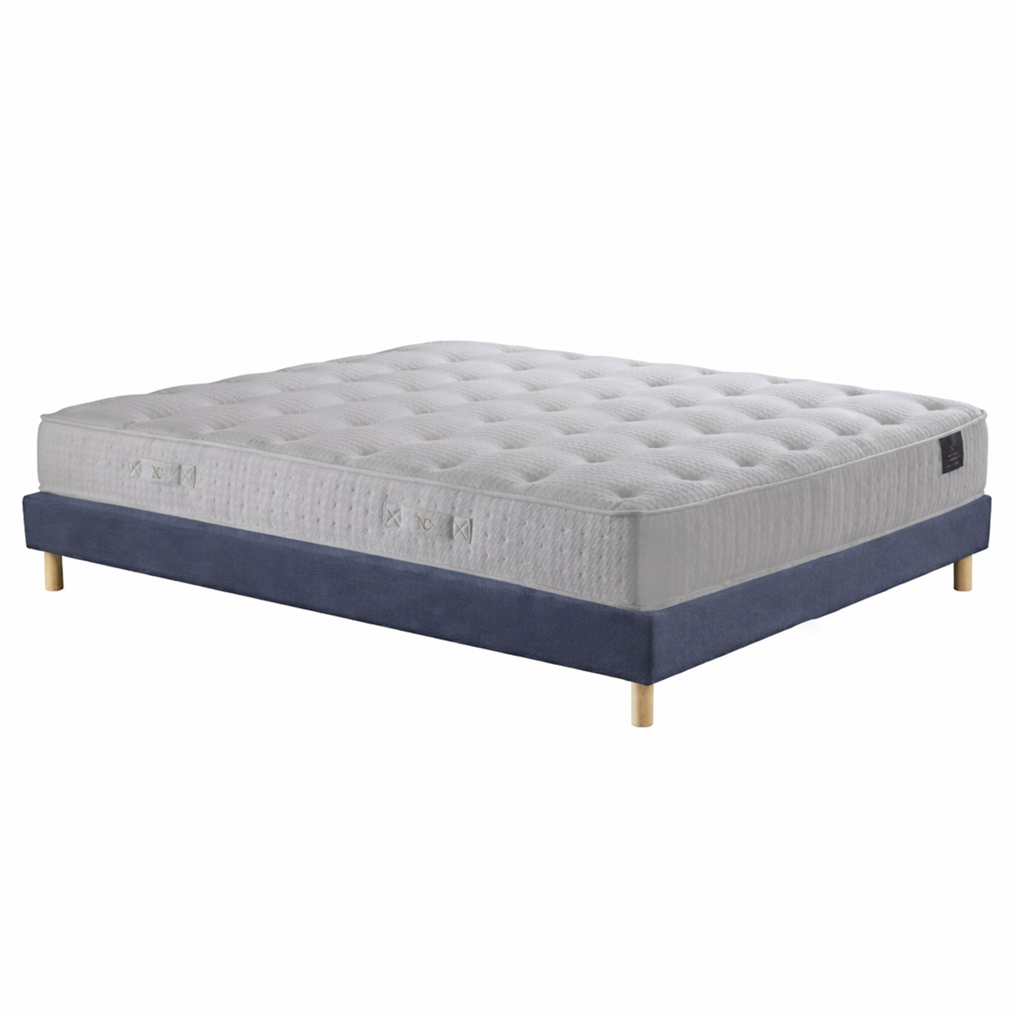 Ensemble matelas ressorts ensachés COMÈTE, H27 cm, sommier bleu