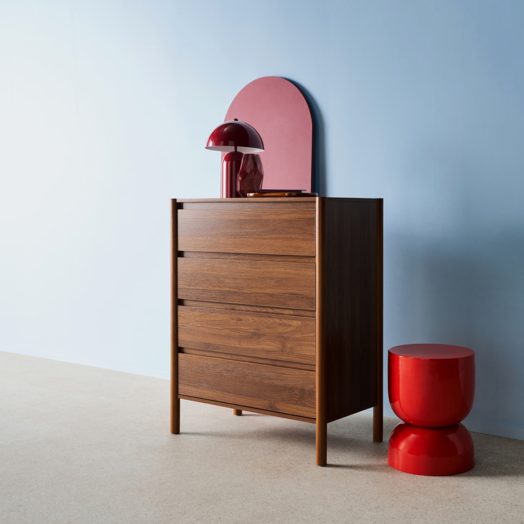 Commode décor bois 4 tiroirs  HARMONY