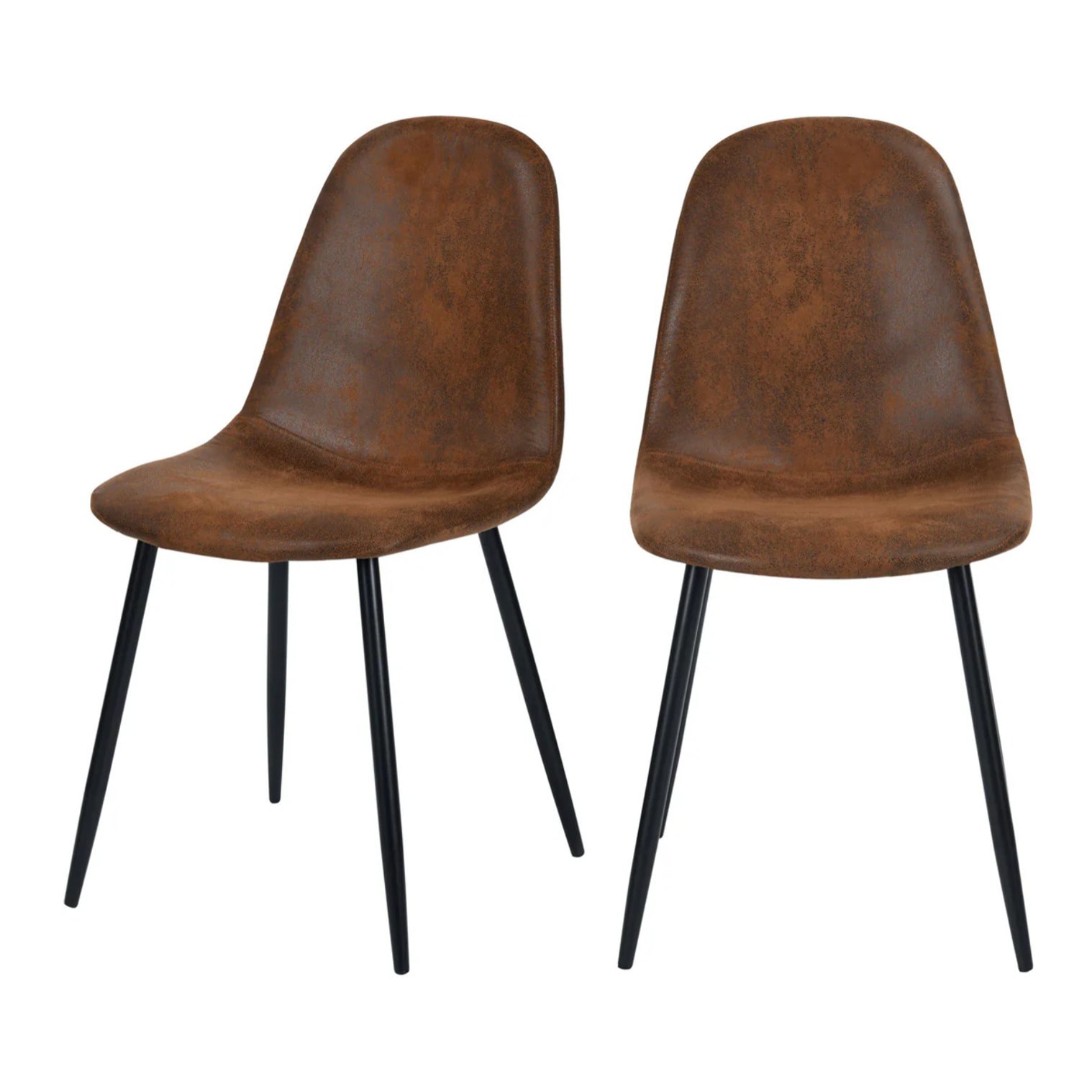 Lot de 2 chaises en microfibre marron effet vieilli - Malrik