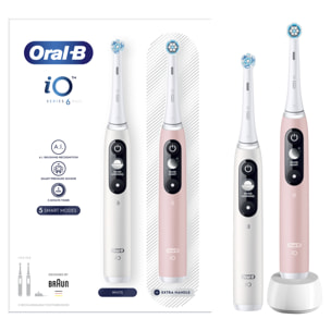 Oral-B iO 6 - Duo - Blanche et Rose - Brosses À Dents Électriques connectées