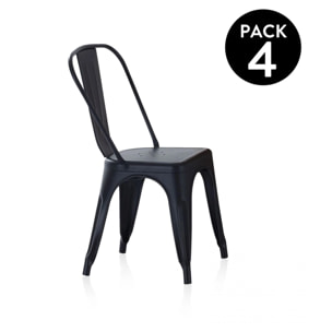 Pack 4 sillas de comedor metálicas en negro 45x45 cm Tolix Negro