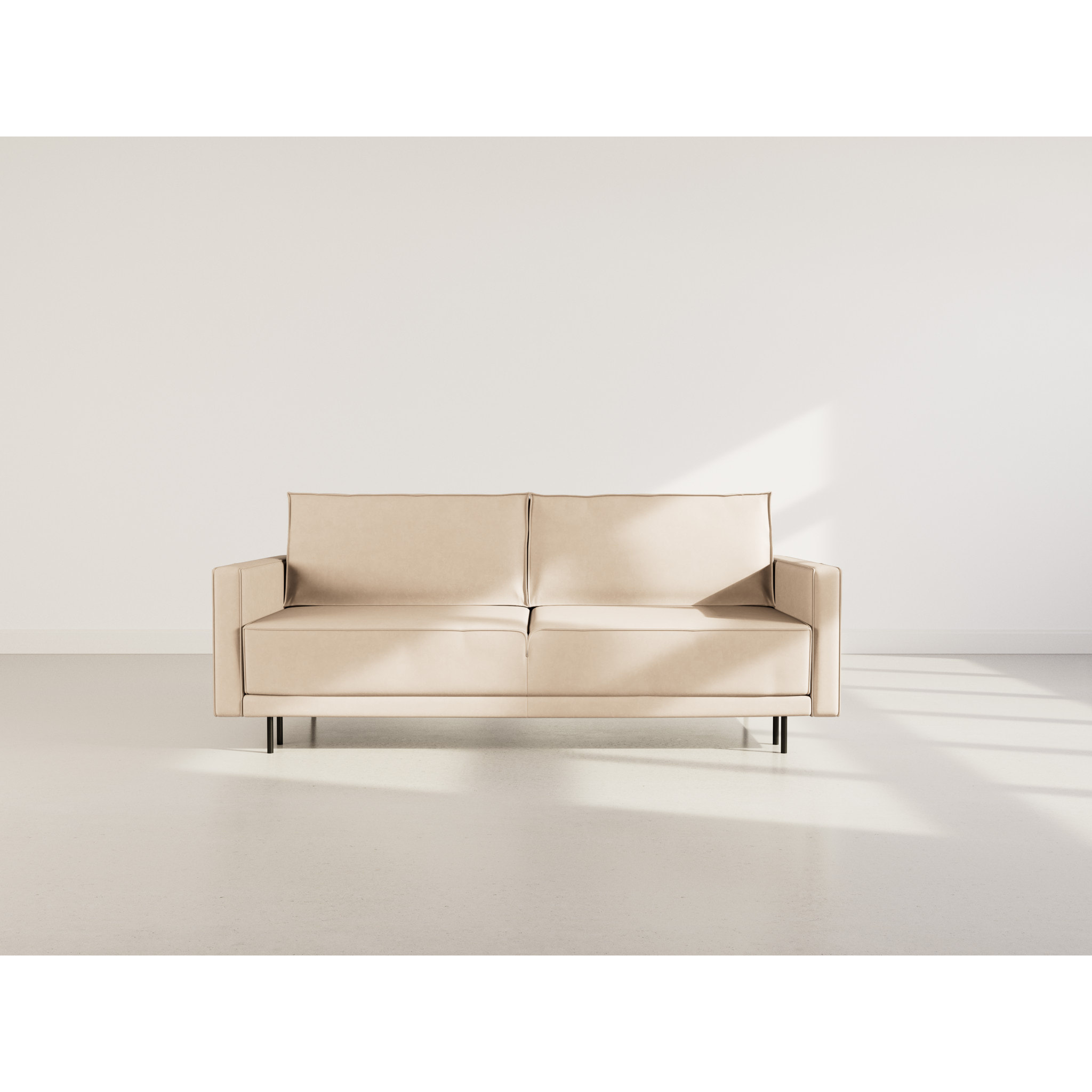 Charlie - Canapé droit 3 places convertible avec coffre en simili - Beige