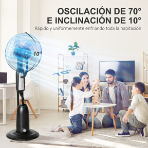 Ventilador de Pie con Nebulizador de Agua Oscilante Silencioso 3 Velocidad 2,8 L