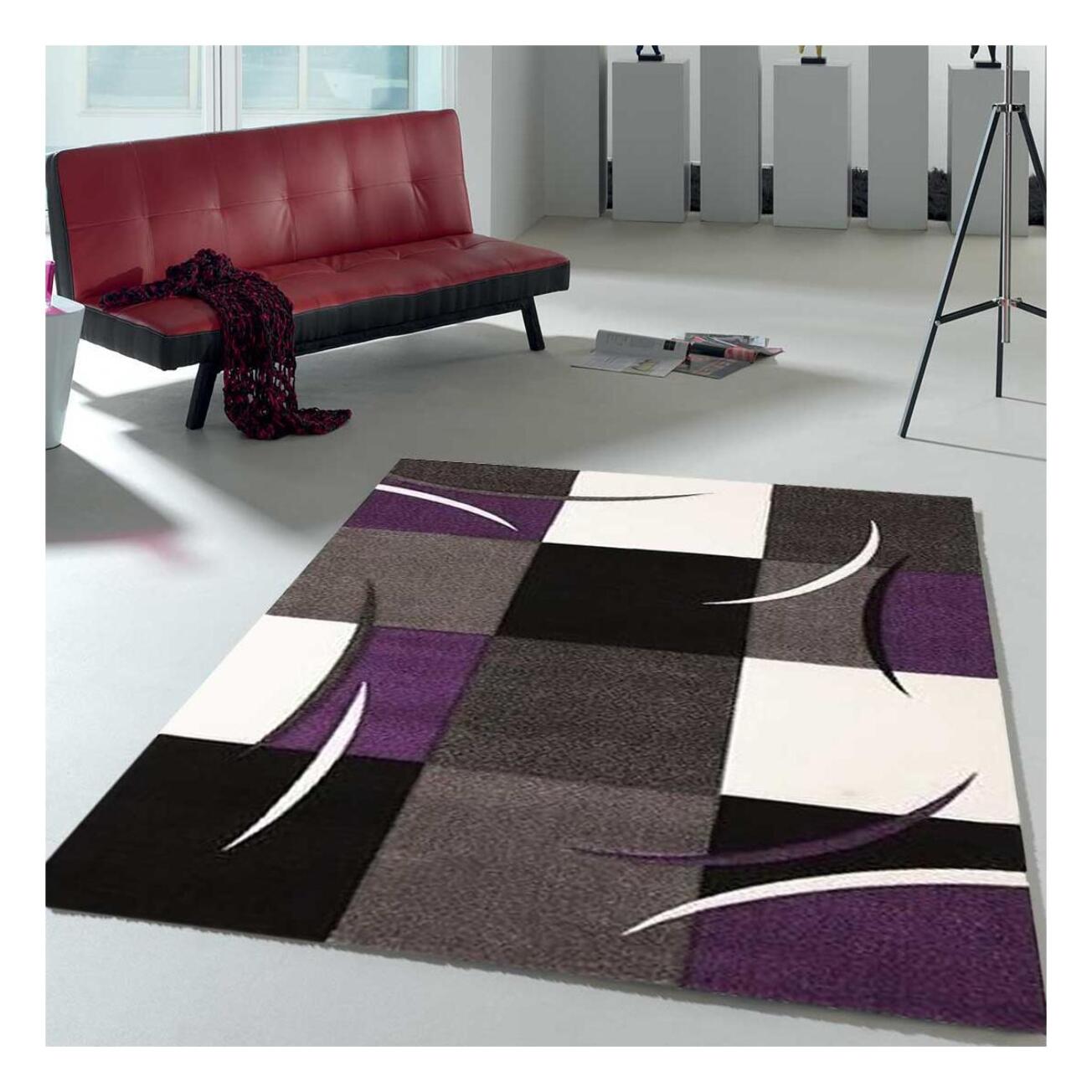 Tapis salon et chambre tissé motif damier TIHO