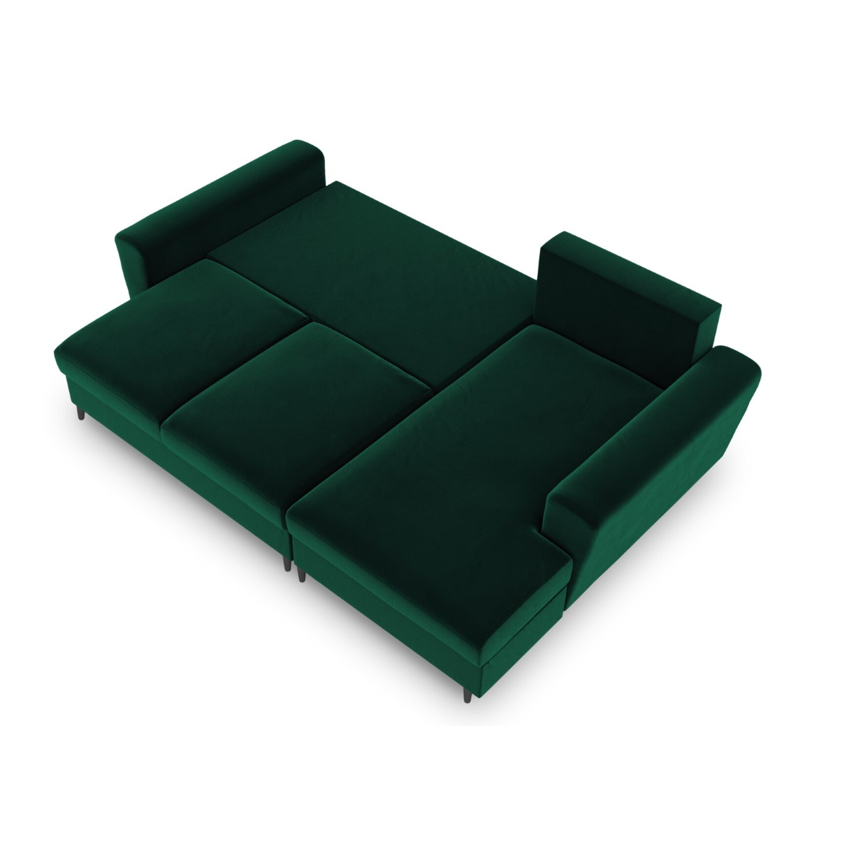 Canapé d'angle droit convertible avec coffre de rangement "Kyoto" 4 places en velours vert bouteille
