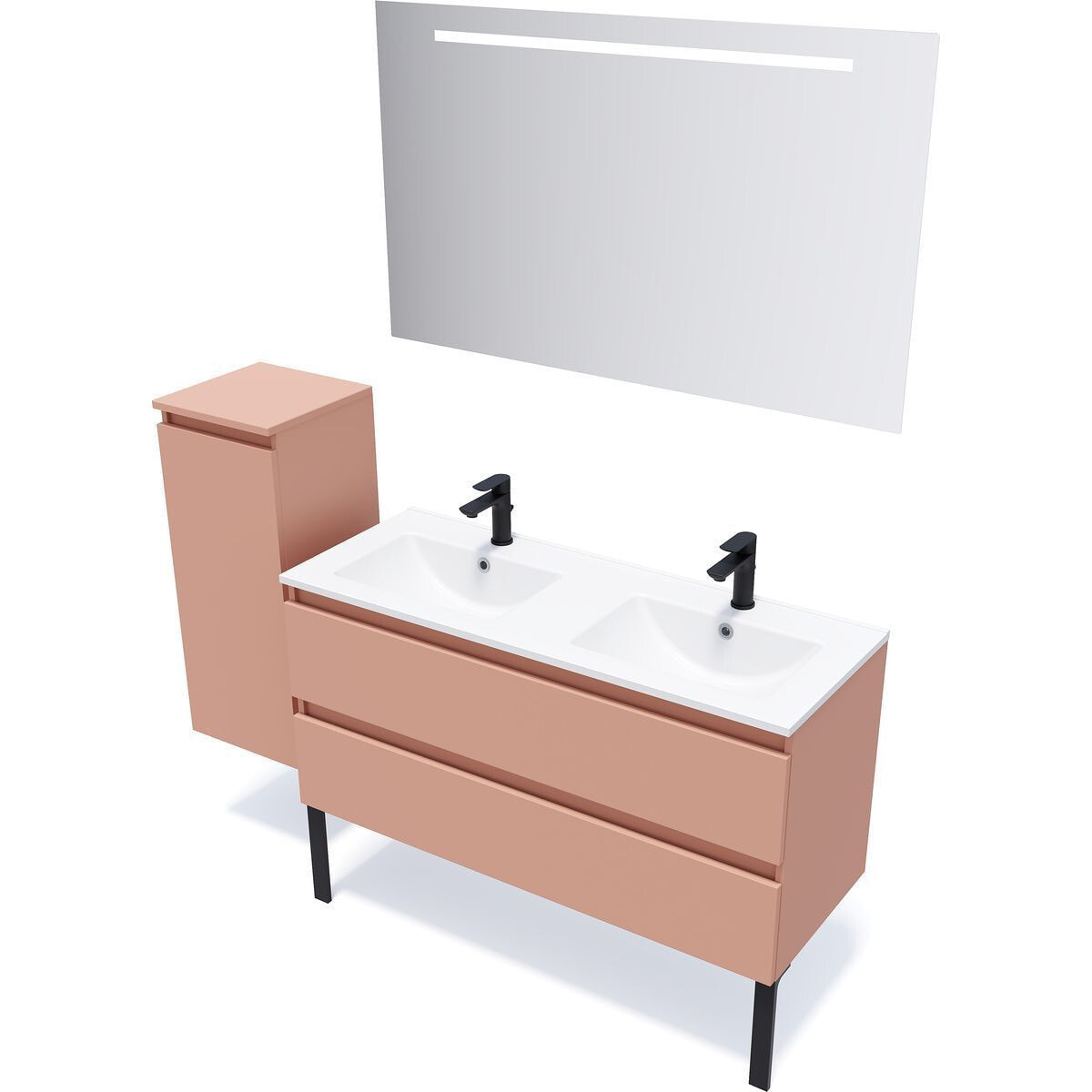 Ensemble double vasque 2 tiroirs + miroir - HUDSON