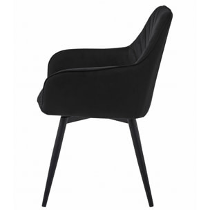 Sedia girevole Nana360 in velluto nero con gambe in metallo