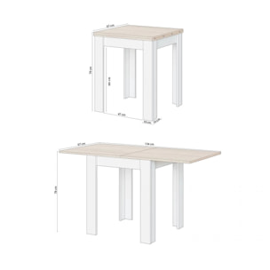 Mesa de comedor extensible Giro Blanco Artik (Blanco Mate) - Roble Canadian