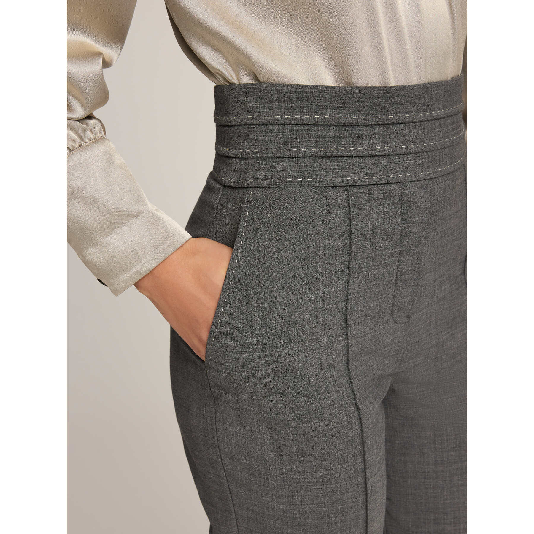 Motivi - Pantalones cigarrillo con costuras - Gris