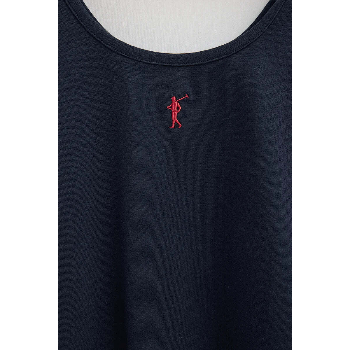 Canotta a bretelle blu marino slim fit con ricamo Rigby Go