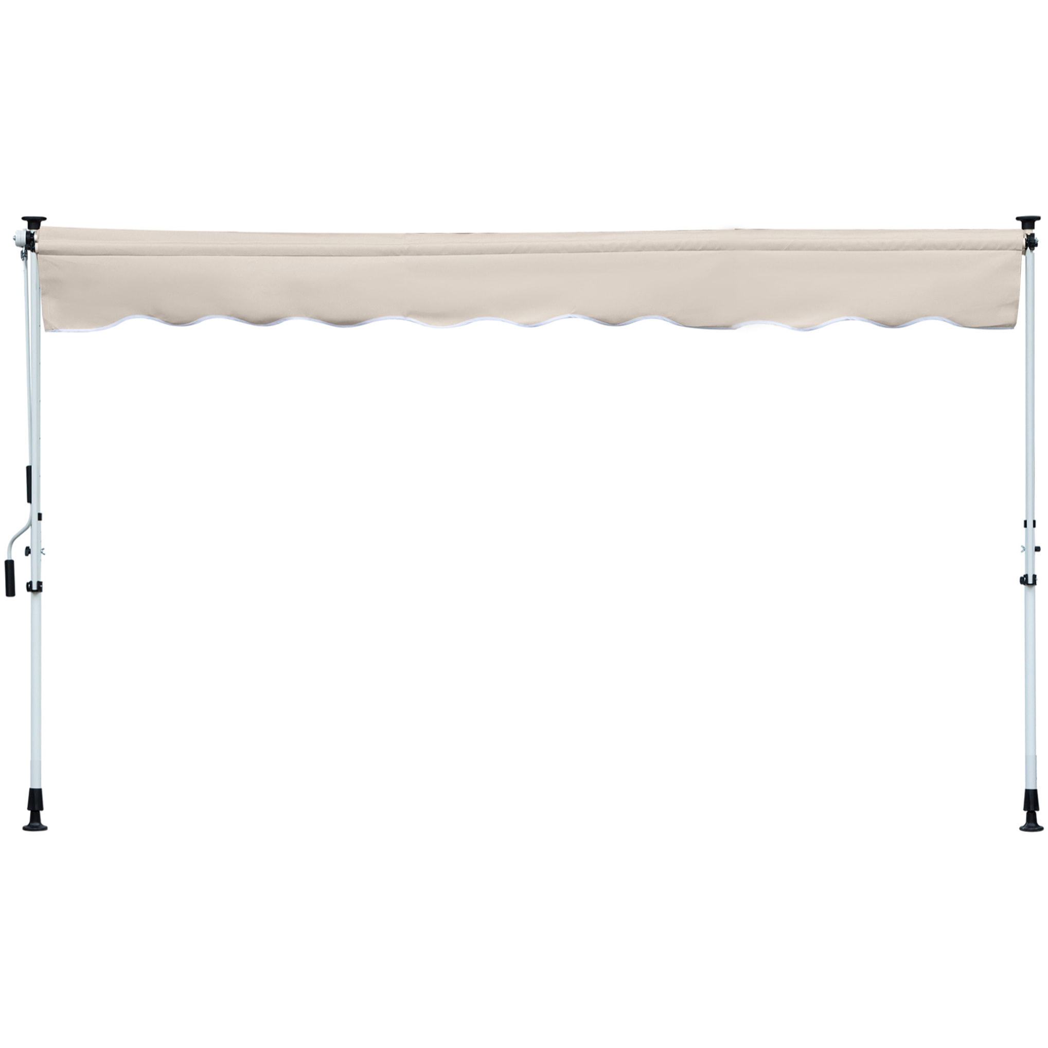 Toldo Manual Retráctil Exterior 400x120x170-280 cm Ajustable con Manivela Beige