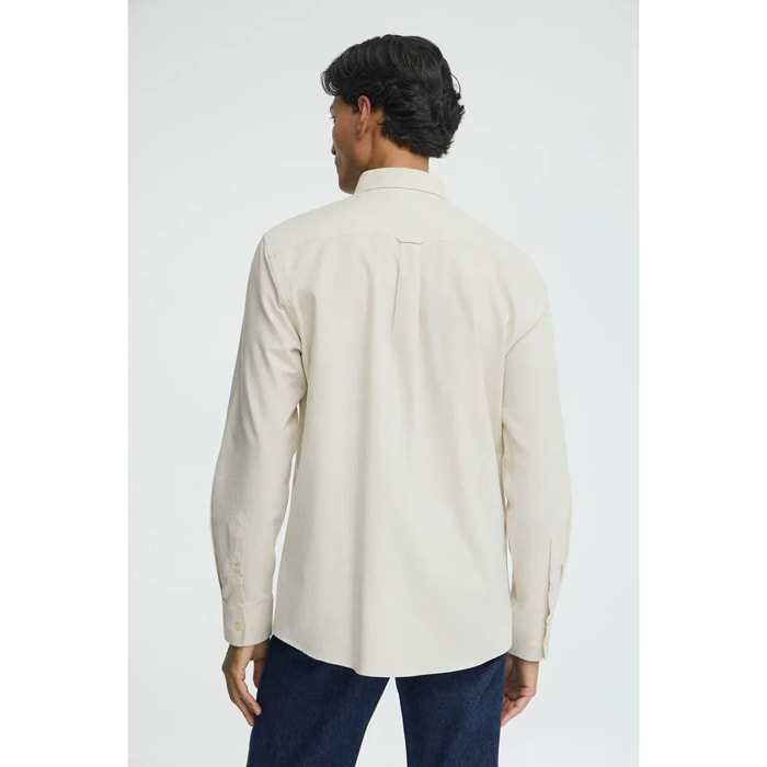 Camicia a righe azzurra, regular fit, maniche lunghe con ricamo Rigby Go