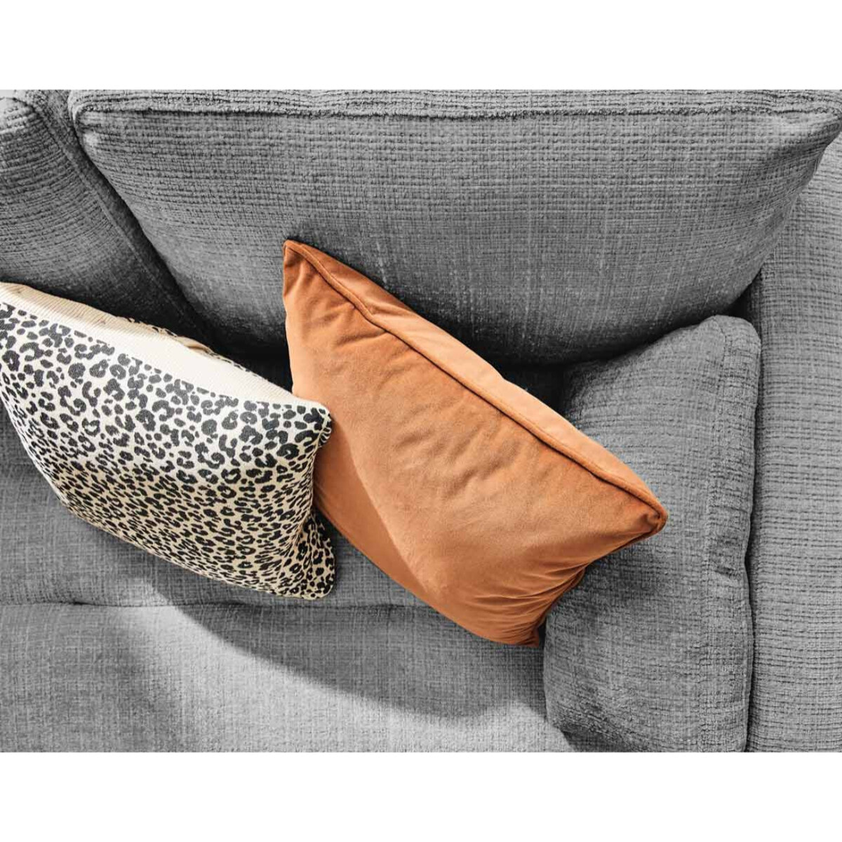 Anna - canapé droit 3 places convertible avec poche en velours texturé - Gris