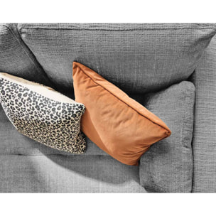 Anna - canapé droit 3 places convertible avec poche en velours texturé - Gris