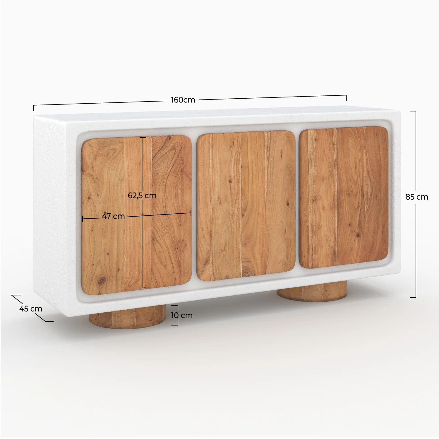 Buffet en béton blanc cassé et bois d'acacia - Eden