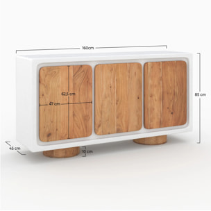 Buffet en béton blanc cassé et bois d'acacia - Eden